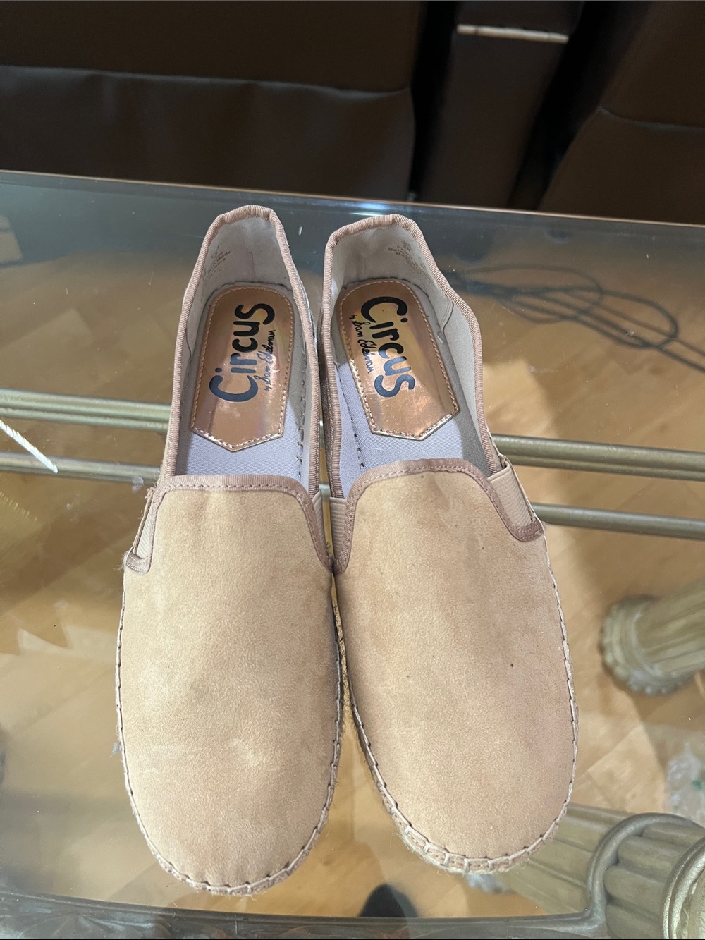 Circus by Sam Edelman Beige Suede Slip-On Loafers